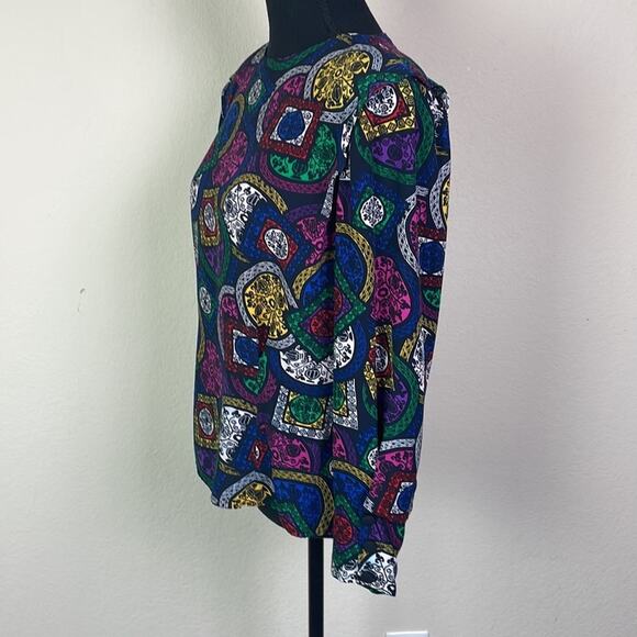 Vintage Evan Picone geometric designed l/s blouse women’s 14 - Picture 6 of 15